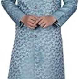 Mens Ethnic Wear SKY Color Traditional Indo Western With Churidar Pajama Set-image-7