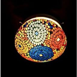 Earthenmetal Multicloured Handcrafted Glass Mosaic Ceiling Light- Home Decor-image-6
