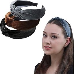 3PCS Velvet Hair Hoop,Handmade Twist Knot Turban Style Cross Knot Hair Hoop Hairband Headband-image-34