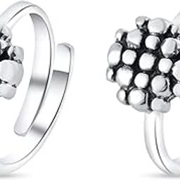 925 Sterling Silver Dotted Charm Adjustable Toe Ring-image-3