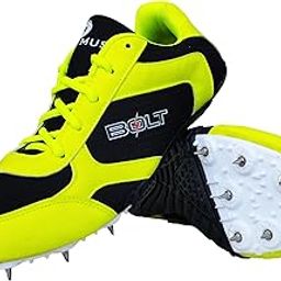 Bolt Unisex Athletic Spike Shoes For Running Racing Sprint Light Weight with PU Sole - Black Size 9 (Free Set of 14 Spike Nails & 1 Key)-picture-16