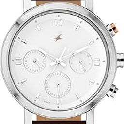 Men Tick Tock Quartz Analog White Dial Leather Strap Watch for Guys-3287KL02/NT3287KL02-11