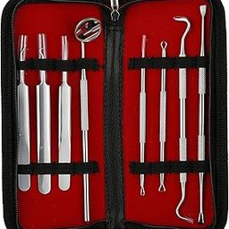 Beauté Secrets Dental Tools 8 Pcs with Pick, Floss, Hygiene Tool Set, Tooth Scraper Plaque Tartar Remover Tweezers Gum Floss for Personal Oral Care & Pet Use (Oral | Blackhead)-3