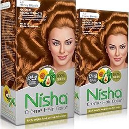 Nisha Crème Hair Colour Honey Blonde Hair Colour For Men and Women Hair Highlight Coloring With Henna Extracts Pack of 2 …-image-66