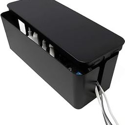 Cord Management Storage Box – Power Strip & Wire Organizer for USB Hub, Router, TV, Computer Desk – Hides Plugs, Cables & Wires – Cable Organizer Box for Home & Office (Black)-image-23