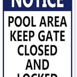 Ymaotrade Pool Area Keep Gate Closed Pool Aluminium Sign 12×16in, Sturdy Aluminum Metal Signs Rust Free, Door Closed Signs, Gate Closed All Times Decoration for Wall Garden Lawn Outdoor-27