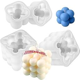 Bubble Candle Maker - Silicone Candle Mould Set (2 Large & 2 Small Bubble Moulds, White)-image-99