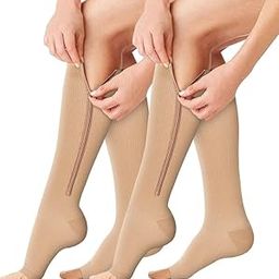 BLACK SPARROW Zipper Medical Compression Style Socks with Zipper Supports Leg Best Stocking for Varicose Veins, Enema, Swollen or Legs Open Toe for Men and Women(Size-S/M 1-pair,Multicolor)-image-43