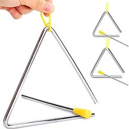 PATPAT� Triangle Instrument 3 Sizes Percussion Instrument Hand Percussion Triangles with Striker Early Musical Sensory Instrument for Kids, Mindfulness Class Musical Triangle Instrument,multicolor-image-60