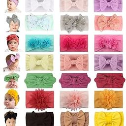Shivashay 6 Piece Baby Nylon Headbands 6 Styles Hairbands Hair Bow Elastics For Girl Headbands With Bows Newborns Infant Toddlers Bow Elastics Hair Accessories For Baby Girls Newborn, Multicolor-image-29