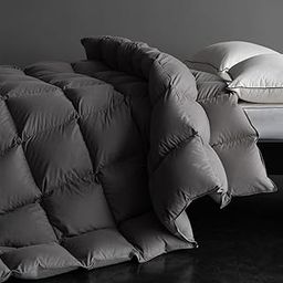 HYVIF Heavyweight Feathers Down Comforter Oversized King Size - 750 Fill Power Hotel-Style Thicker Winter Duvet Insert for Cold Weather/Sleepers - Grey, Oversized King 120 X 98”-picture-32