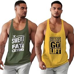 BAB Men's Polyester Gym Vest Pack of 2 | Sleeveless Bodybuilding Stringer | Motivational Workout | Printed-image-21