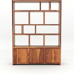 DAKSHAYANI HANDICRAFT Sheesham Solid Wood Bookshelf | Handcrafted Wooden Book Rack with Open Shelves | Durable, Termite-Resistant Storage Unit for Home & Office Use (Honey, Book1)-image-6