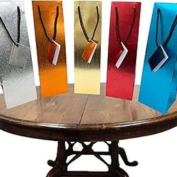 TRIACE Wine Bag Pack of 5 with Message Card. Different Textured Gold Foil Designs. 14 x 4 x 4 inch. Perfect for Parties, Festivals, Corporate Gifting & Anniversary.-image-76