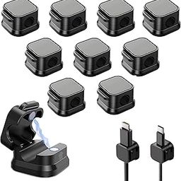 GLUN® Magnetic Cable Organiser Clips, Black Colour Pack of 10 Cord Holder for Work Table Cable Management, Wire Keeps Organize-image-42
