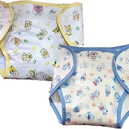 MOTHERS CHOICE Reusable Loop and Hook PVC Nappy/Diaper Training Pants/Langot Waterproof Nappy for New Born Baby Outside Soft Plastic Inside Terry Cotton 3-6 Months (PACK OF -2 (SMALL))-0
