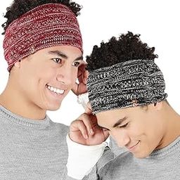 Unisex Set of 2, Knitted Acrylic Wool Running Yoga Boho Headbands Earwarmers for Light Winters-image-2