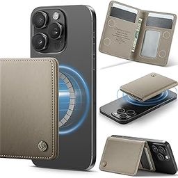 Defencase for Magsafe Wallet Magnetic Card Holder RFID Blocking, PU Leather Minimalist Phone Wallet Compatible with MagSafe Phones and Cases for iPhone 16/15/ 14/13/ 12/ Pro/Max/Plus, Grey-picture-18