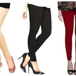 Women's Cotton Plain Slim Fit Full Length Leggings (Combo Pack of 3) Beige, Black & Maroon_1780TW_3XL_bz-picture-17