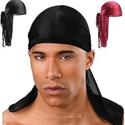 Men And Women Durag Headwraps (3 PCS) Silky Satin Extra Long Tail, Super Soft and Wide Straps for 360 Waves-image-51