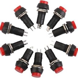 SAZ DEKOR 10 x Car Boat Locking Dash ON-OFF Push Button 2-Pin Latching Switch Red 12mm-40