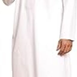 Men's Cotton White Traditional Eid Special Ethnic Wear Solid Straight Kurta Pyjama Set-image-7