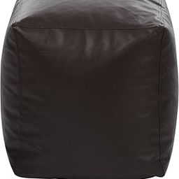 Alfanso Leatherette Pouffe Design Zipper with Velcro Bean Bag Cover (Brown, Large)-picture-32