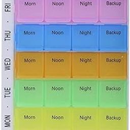 Pill Medicine Organizer 7-Day-Weekly Pill Case 28 Compartments Colorful Weekly Travel Pill Planner, Portable Travel Kits,Dust-Proof Box for Pills/Vitamin/Supplement Daily Reminders of 4 Times (1 Pack)-16