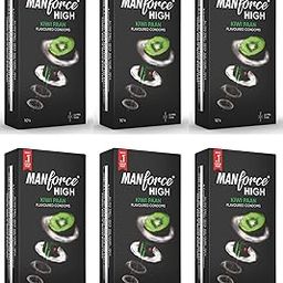 Manforce High Kiwi Paan Flavoured Condoms for Men| 10 Count| Ultra Thin| Lubricated Latex Condoms For Her Enhanced Pleasure x Pack of 6-17