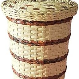 Sonas Creation Paperus, Standard Size 10 liter, 11 Inch Tall, Beige & Brown, Waste Basket with Lid, Dustbin with Cover, Trash Can, Storage Basket, Eco-friendly, Handmade, of Paper Ropes-4