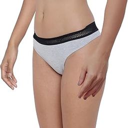 Basiics Bonita Pretty Thongs Panty for Women | Antibacterial Thongs Underwear Panty for Women Innerwear (Grey Melange_Pack of 1)-image-93