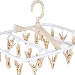 Sky Ventures Premium Cloth Drying Hanger Rack(24 Clips) 360 Degree Portable & Rotatable Clips,Baby Clothes Hanger, Foldable Hanger, Beige-image-59