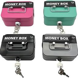 ATORSE Money Box with Lock with Top Handle Modern Metal Trinket Holder Case Locking Pink-11