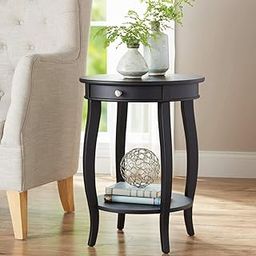 DDS Dream Decor Shoppee Wooden Console Table Corner Side Table Side Stool with Drawer Chest of Drawers Bedside Table Retro Bedside Table Coffee Table and Storage Table Space Seving (Walnut) (Black)-0