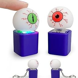 TiTiC Keyboard Fidget Toys (2-Pack Halloween Eyeballs) - Purple LED Light Changing Stress Relief Fidget Keychain Toy for All Ages-image-8