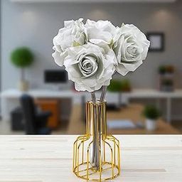 CURATED CART 3-Piece Light Green Rose Artificial Silk Flower Bouquet - Ideal Wedding & Party Decor, Cake & Anniversary Centerpiece, Home & Office Decoration, Indoor Floral Arrangements-image-2