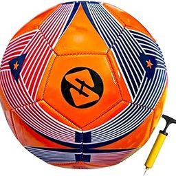 STRIVE FIT Official Size 5 Soccer Foot Ball with Pump for Training and Matches – PU Material/Durable Design – Indoor & Outdoor Football (Orange)-image-2