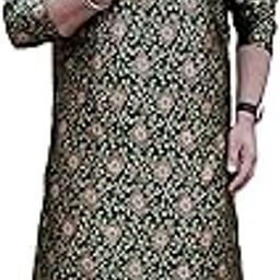 Men New Look Gold Plant Jacquard Kurta & Salwar Set (5 Multicolour)-image-46