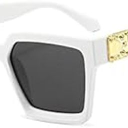 Unisex Square UV Protected Sunglasses, White Frame, Black Lens (Large) Pack of 1-6