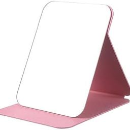 Vareniyam® || Foldable Makeup Mirror with Stand, Compact Portable Folding Free Standing Travel Vanity Mirror, Frameless PU Leather (Round Edge Pink 1 PCS)-image-40