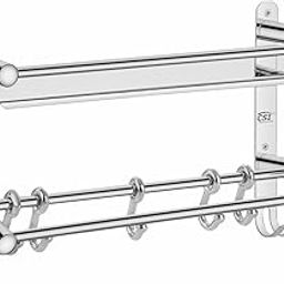 CSI INTERNATIONAL Stainless Steel Bathroom Shelf with Towel Rod & Hooks | Wall Mounted Storage Rack for Toiletries, Towels, Clothes | Rust-Free & Durable Bathroom Organizer-image-74