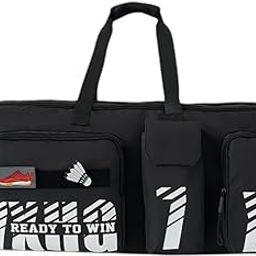 LOOM TREE® Badminton Bag Badminton Racket Handbag Racquet Carrying Bag Portable Gym Bag Black | 1 Badminton Bag | Material ~ Nylon | Color ~ Black-picture-17