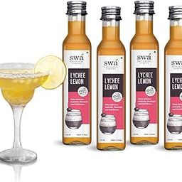 Swa Artisanal Syrups - Lychee Lemon, 100% Natural, Pack of 4 Makes 48-60 Drinks, Syrup for Cocktails / Mocktails / Kid's Lemonades / House Parties (250ml x 4)-27