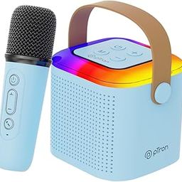 pTron Newly Launched Fusion Tunes 10W Mini Bluetooth Speaker with Wireless Karaoke Mic, 8Hrs Playtime, Vivid RGB Lights, Voice Effects, Multi-Play Modes BT5.1/TF Card & Type-C Charging Port (Blue)-6