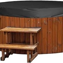 Tomotato Round Hot Tub Cover, 190 Silver Polyester Taffeta Bathtub Cover Water Proof Hot Tub Full Cover Cap Protector Replacement for Bathtub Spa Cover (Black)-image-81