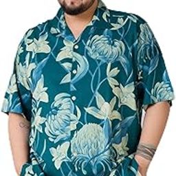 Men's Plus Size Tropical Bloom – Botanical Print on Deep Green-image-9