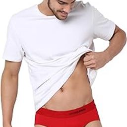 Cotton Blend Men Micromodal Red Solid Brief Regular Fit (Pack of 1) (UJNPBS043 M)-picture-10