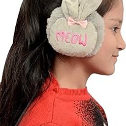 Winter Outdoor wear Adjustable Ear Muffs/Warmer, Ideal Head/Hair Accessory during winters Meow Style Grey Color-image-94