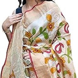 Women's Floral Elegance Tussar Silk Digital Printed Saree with Matching Blouse Peice-picture-0