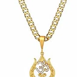 fashion frill Amazing & Religious AD Trishul With Damroo Locket Pendant Mens Jewellery Golden Chain For Men Gold Plated Chain Locket Pendant Chians For Mens Boys-picture-39